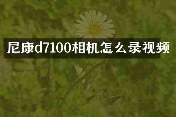 尼康d7100相机怎么录视频