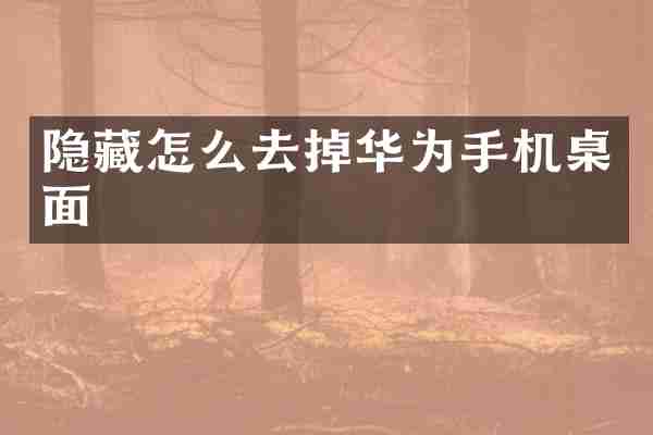 隐藏怎么去掉华为手机桌面