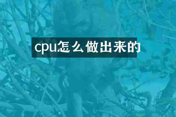 cpu怎么做出来的
