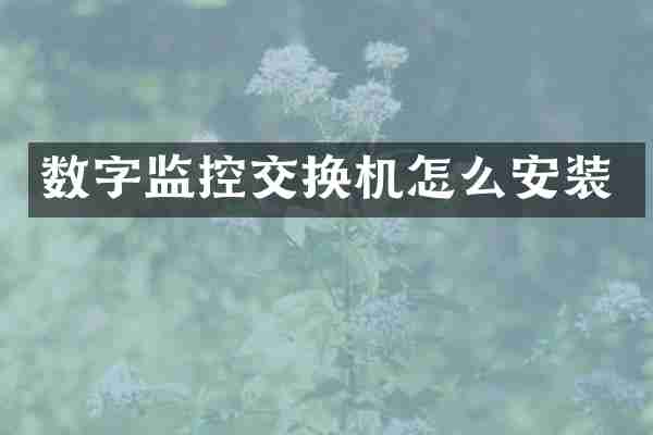 数字监控交换机怎么安装
