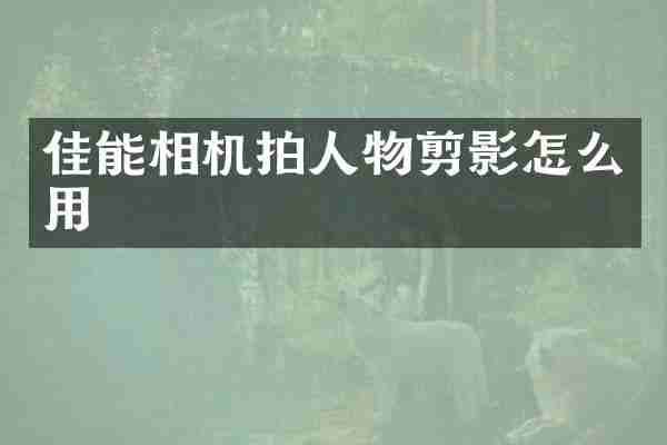 佳能相机拍人物剪影怎么用