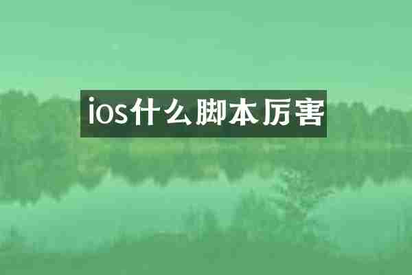 ios什么脚本厉害