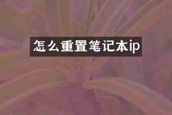 怎么重置笔记本ip
