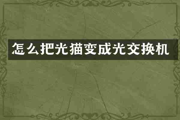 怎么把光猫变成光交换机
