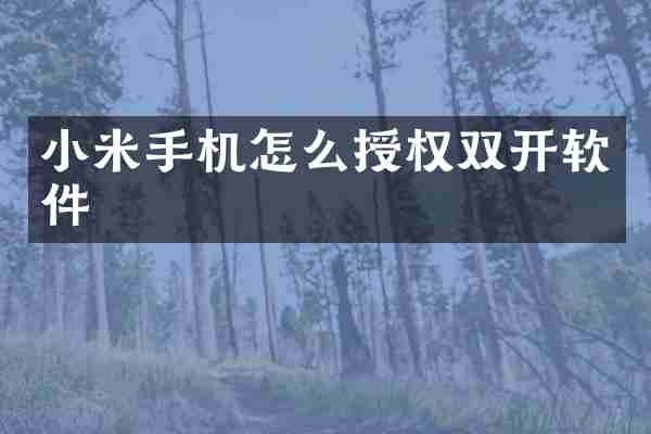 小米手机怎么授权双开软件