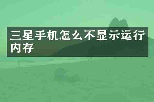 三星手机怎么不显示运行内存