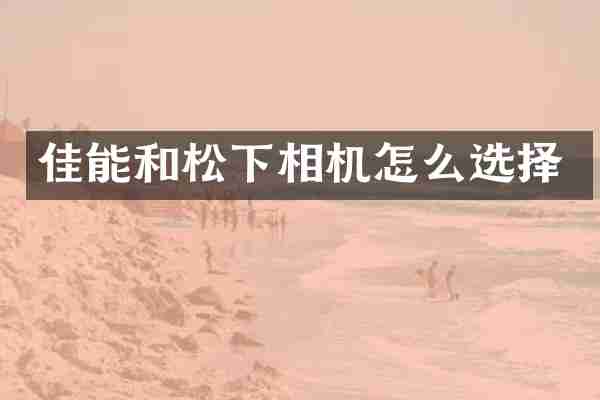 佳能和松下相机怎么选择