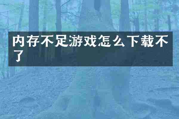 内存不足游戏怎么下载不了