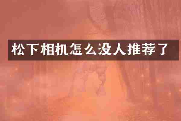 相机怎么没人推荐了