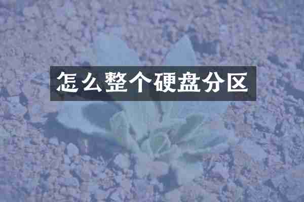 怎么整个硬盘分区