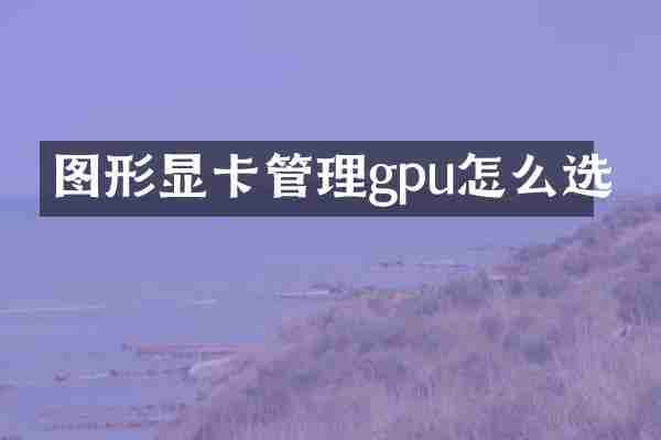图形显卡管理gpu怎么选
