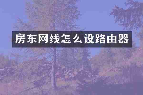 房东网线怎么设路由器