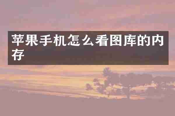 苹果手机怎么看图库的内存