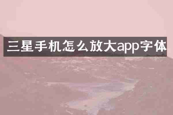 三星手机怎么放大app字体