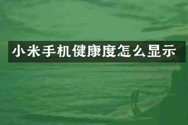 小米手机健康度怎么显示