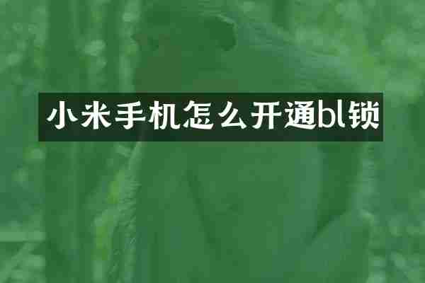 小米手机怎么开通bl锁