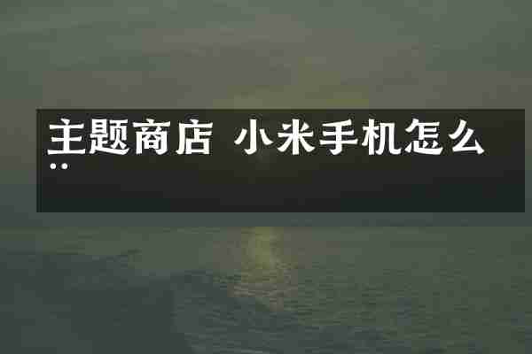 主题商店 小米手机怎么用
