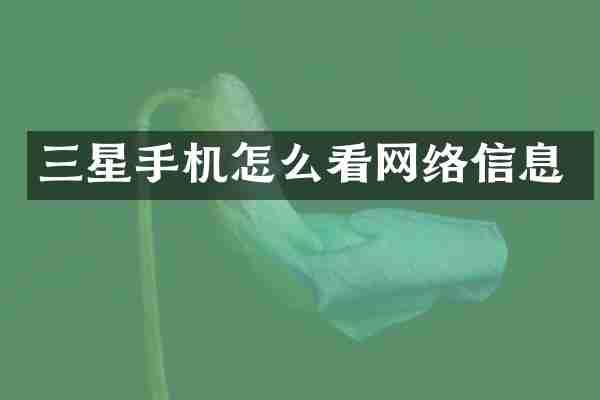 三星手机怎么看网络信息