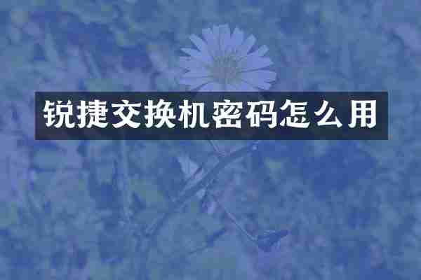锐捷交换机密码怎么用