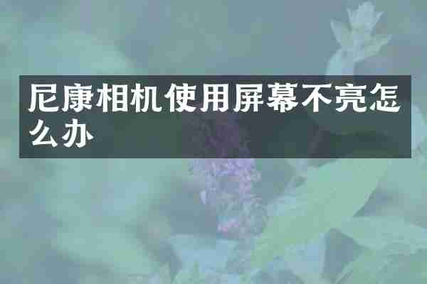 尼康相机使用屏幕不亮怎么办