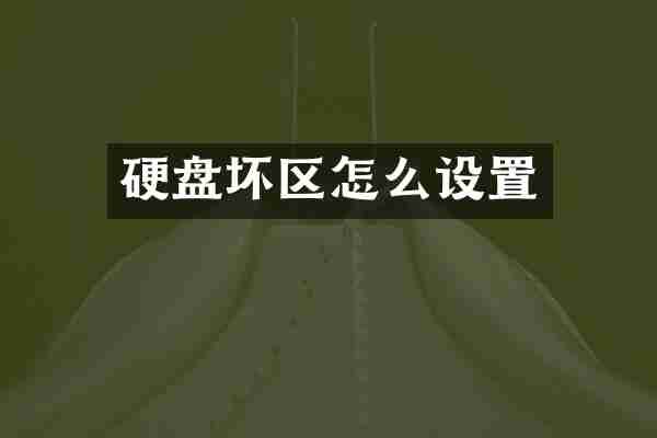 硬盘坏区怎么设置