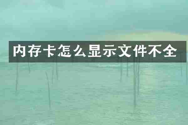 内存卡怎么显示文件不全