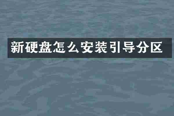新硬盘怎么安装引导分区