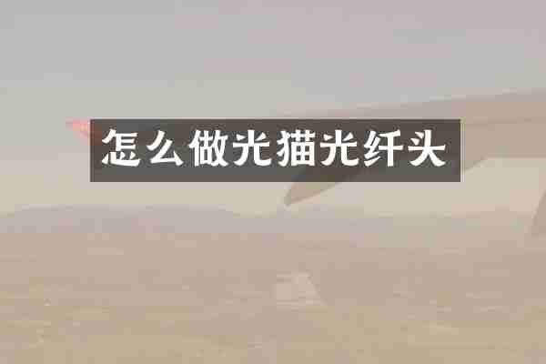 怎么做光猫光纤头