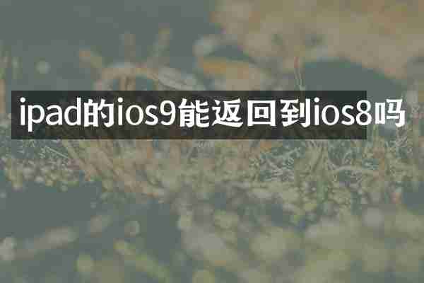 ipad的ios9能返回到ios8吗