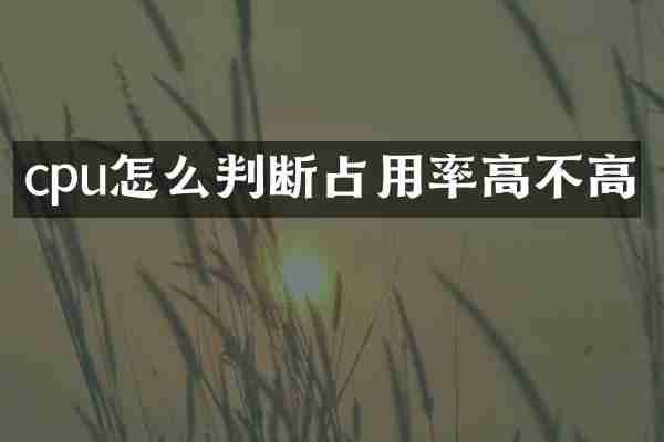 cpu怎么判断占用率高不高