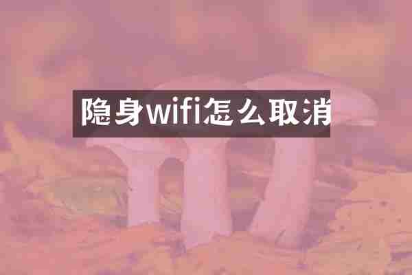 隐身wifi怎么取消