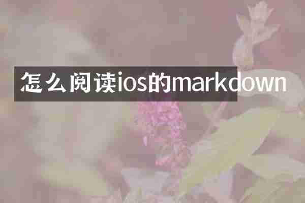 怎么阅读ios的markdown