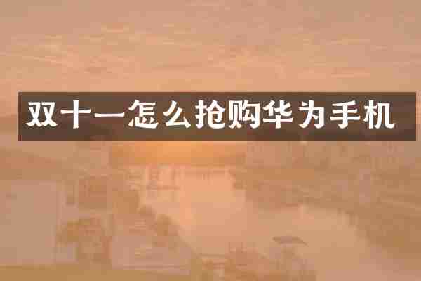 双十一怎么抢购华为手机