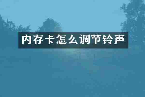 内存卡怎么调节铃声
