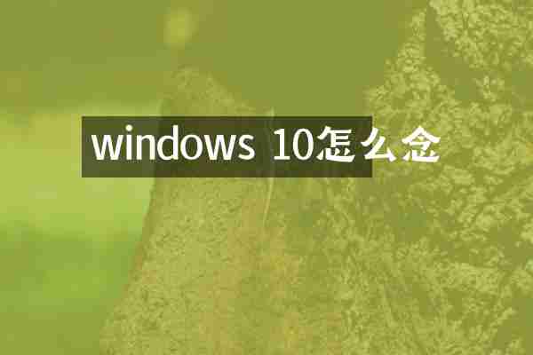 windows 10怎么念