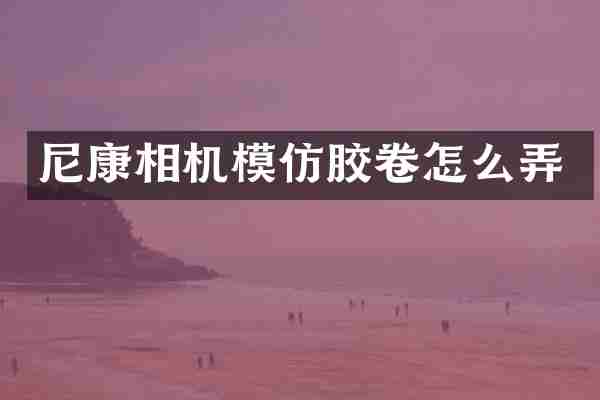 尼康相机模仿胶卷怎么弄