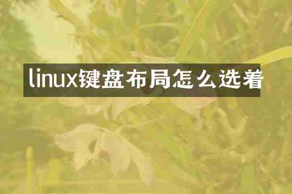 linux键盘布局怎么选着