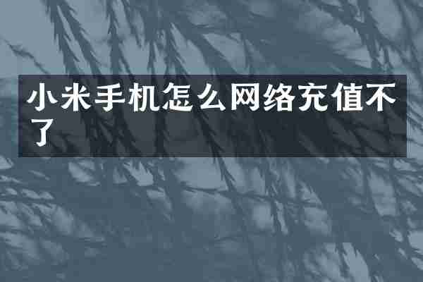 小米手机怎么网络充值不了