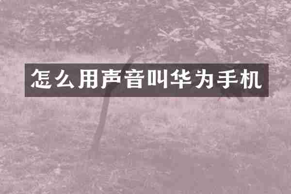 怎么用声音叫华为手机