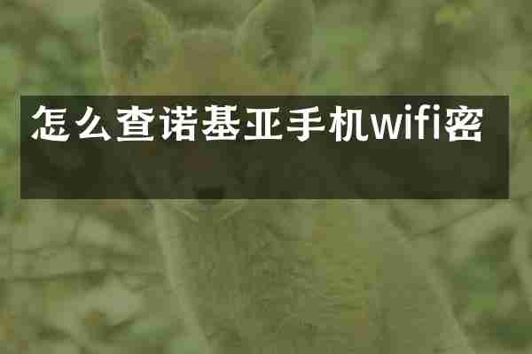 怎么查诺基亚手机wifi密码