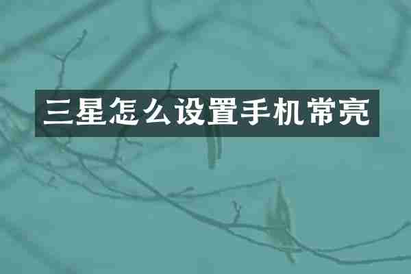 三星怎么设置手机常亮