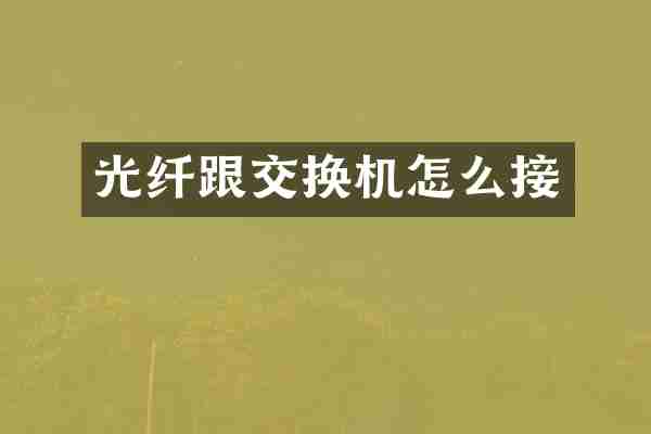 光纤跟交换机怎么接