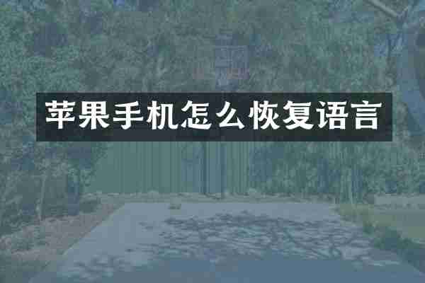 苹果手机怎么恢复语言