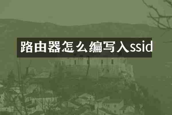 路由器怎么编写入ssid