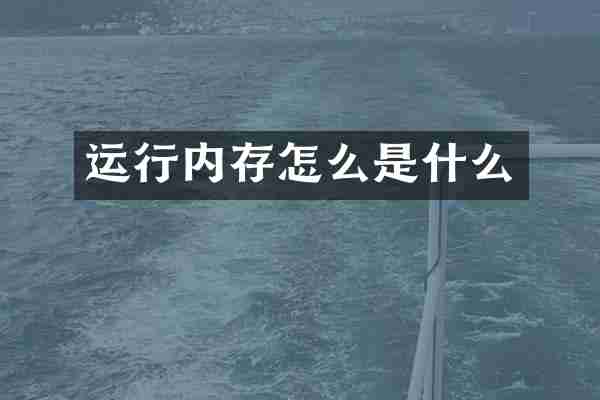 运行内存怎么是什么