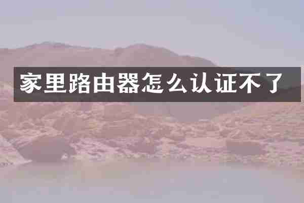 家里路由器怎么认证不了
