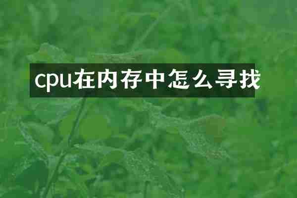 cpu在内存中怎么寻找