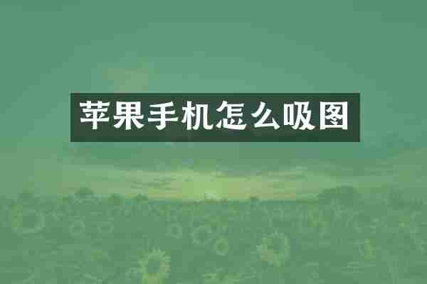 苹果手机怎么吸图
