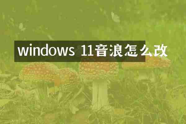 windows 11音浪怎么改