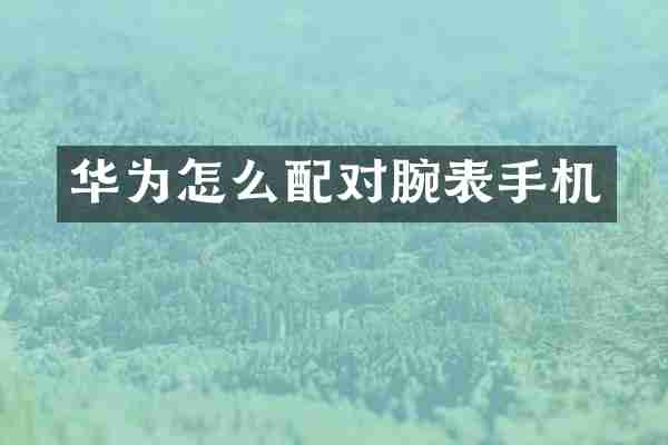 华为怎么配对腕表手机